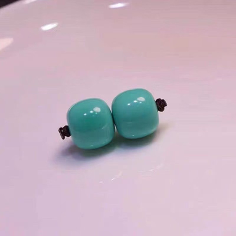 湖北十堰原矿绿松石老型珠蜜蜡南红搭配文玩精工尺寸9mm