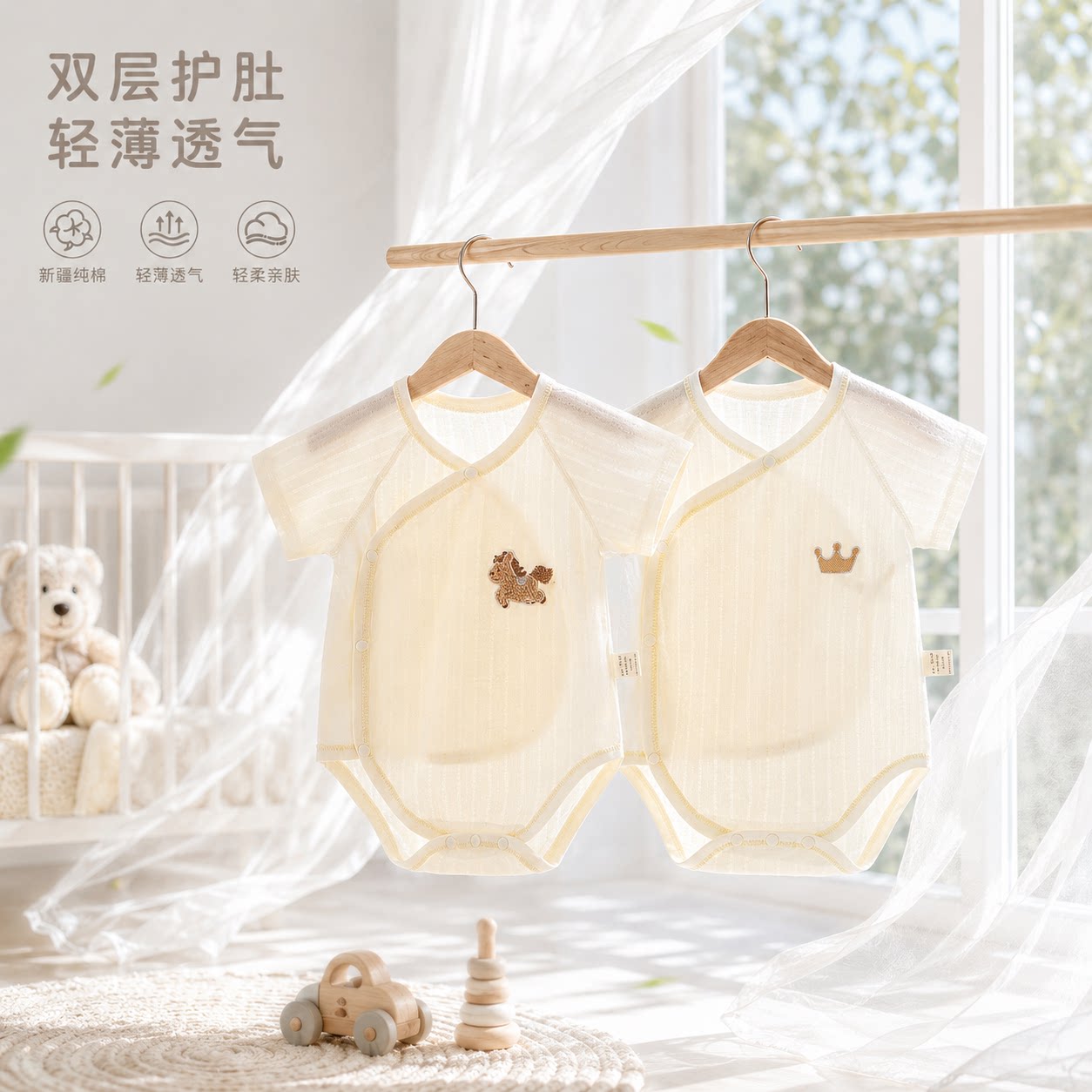 宝宝夏季包屁衣纯棉薄款连体衣短袖婴儿衣服短袖护肚哈衣睡衣爬服