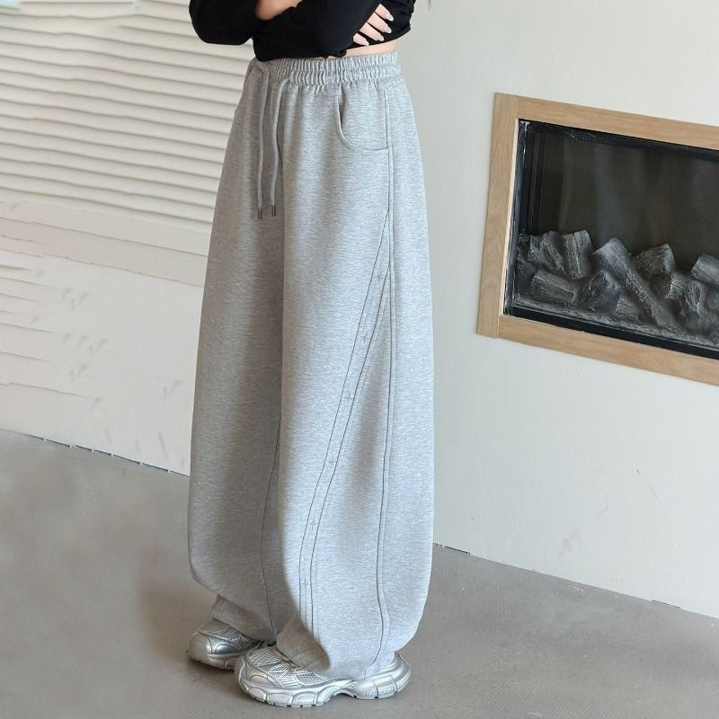 女童裤子秋冬2026新款加绒保暖运动裤时尚宽松直筒裤休闲裤卫裤