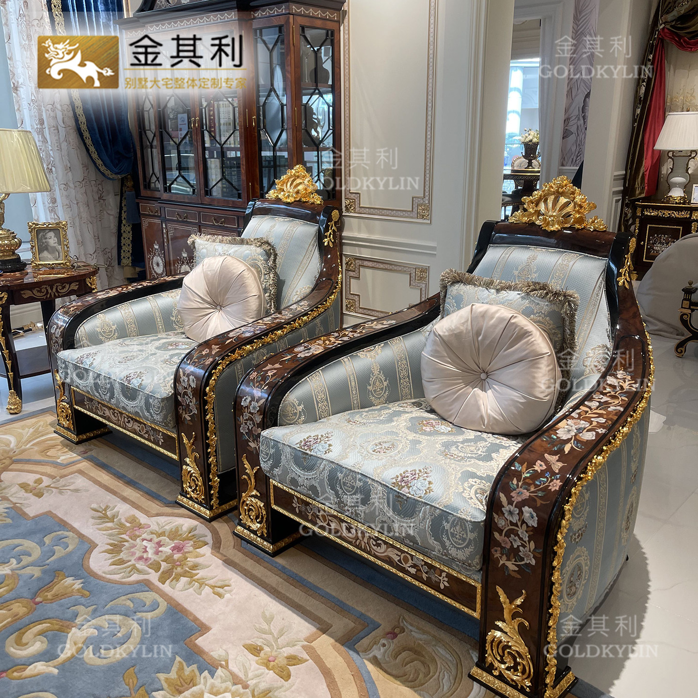 金其利欧式实木沙发客厅家具可定制贝壳拼花布艺,住宅家具,实木沙发,淘宝优惠券,粉丝福利购,淘宝优惠卷