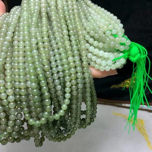 天然和田玉青海料渐变6mm108颗佛珠项链珠链手串