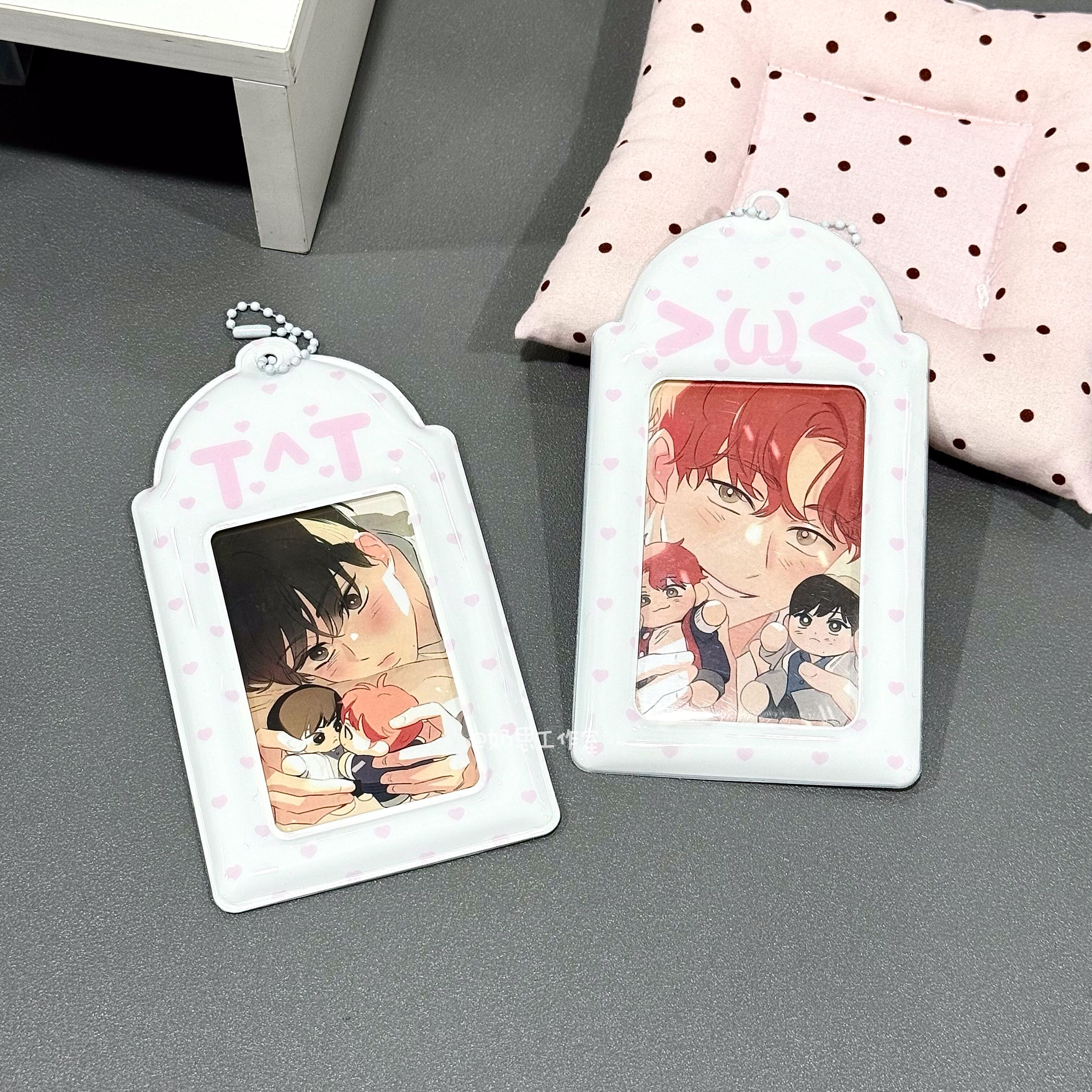 粉色表情卡套韩系3寸小卡展示ins风追星拍立得校园卡收纳书包挂件