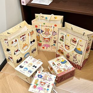 卡通涂鸦礼品纸袋手提袋节日生日礼物包装 袋子加厚小号可爱礼品袋