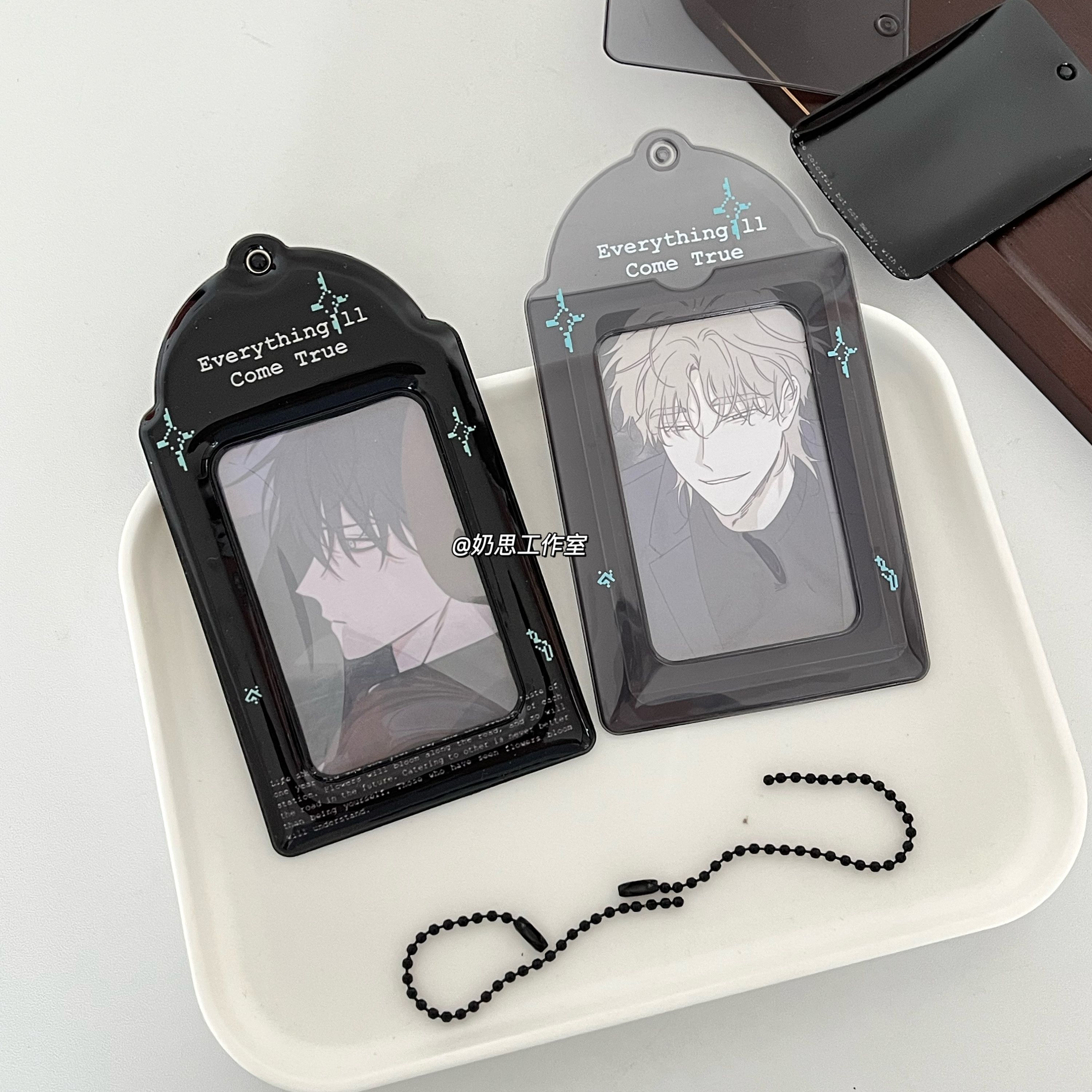 原创黑色3寸小卡卡套ins风追星拍立得收纳饭卡谷美保护套展示挂件