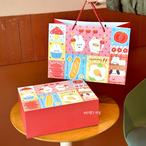 可爱卡通礼品袋礼品盒送礼套装生日礼物袋子包装纸袋高颜值手提袋