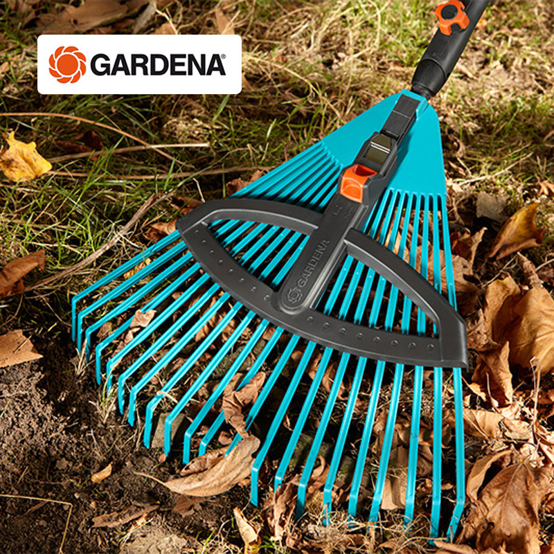 德国进口GARDENA嘉丁拿园艺组合工具耐磨柔性塑料可调节草耙 3099