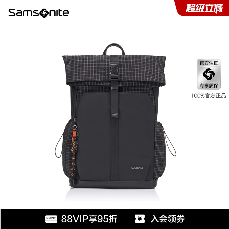 Samsonite新秀丽双肩包2025新款时尚棋盘格背包旅行通勤电脑包NS6