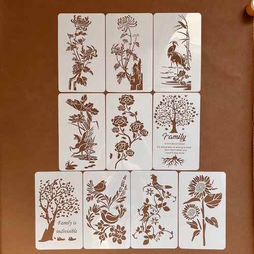 花鸟树木镂空绘画模板DIY