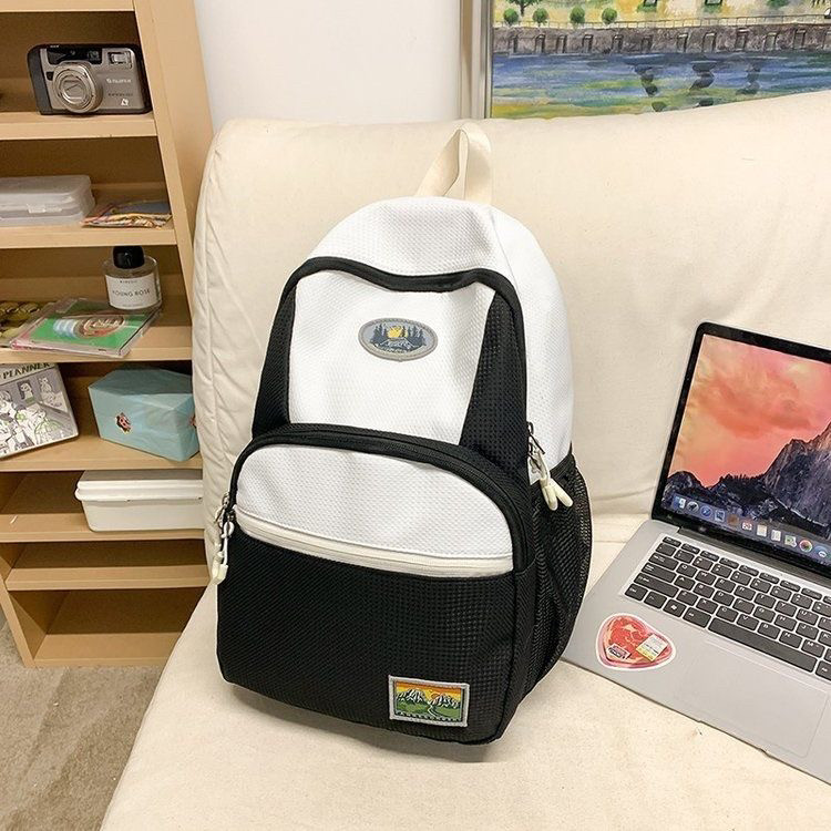 2025新款韩版撞色书包女大学生小众高颜值校园背包女生高中双肩包