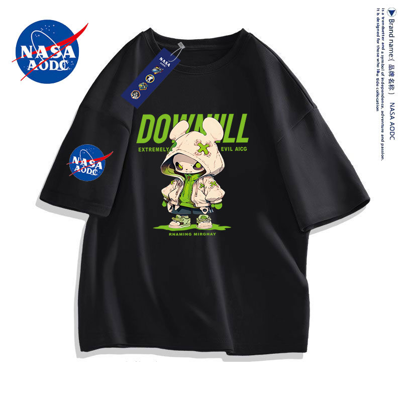NASA小熊潮牌纯棉t恤男欧洲站潮牌同款2025半袖夏季短袖t恤情侣款