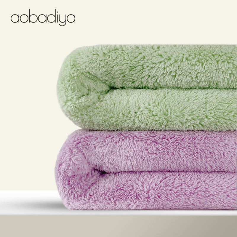 aobadiya彩色长绒绒女浴巾加厚