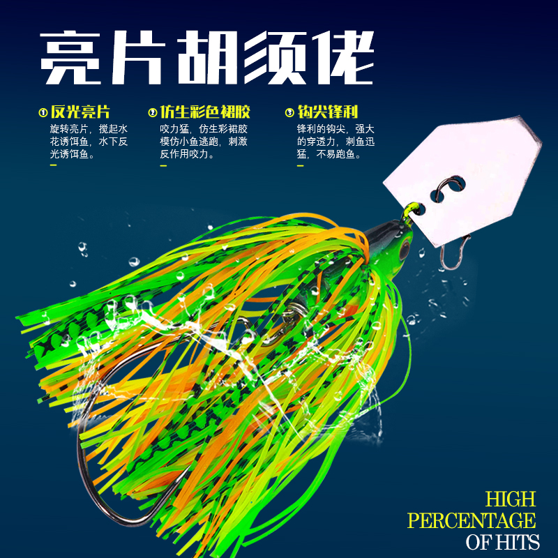 复合亮片旋转胡须佬铅头钩路亚饵