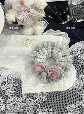原创重工棉布蝴蝶结发圈大肠发饰碎花春夏季女童甜美可爱发绳超仙
