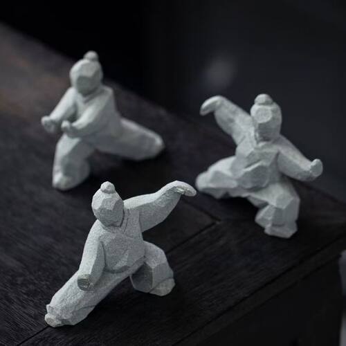青砂石国风太极功夫人物禅意摆件家居茶桌茶宠鱼缸博古架假山摆设