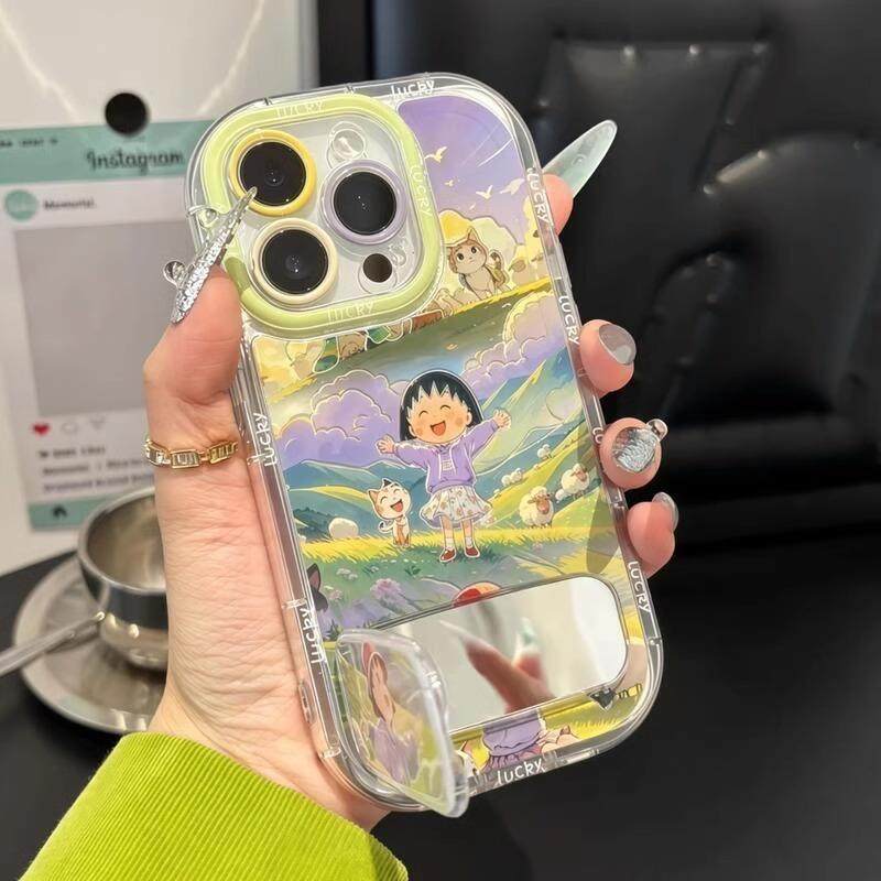【下单立减50】可爱丸子带镜子支架适用iPhone苹果手机壳16Promax防摔XH