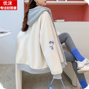 女大童卫衣外套加绒加厚秋冬装14岁初中生百搭13-15岁胖女孩宽松