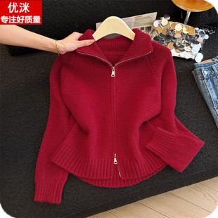 女大童本命年新年红色毛衣2026新款初中学生韩版洋气针织开衫外套