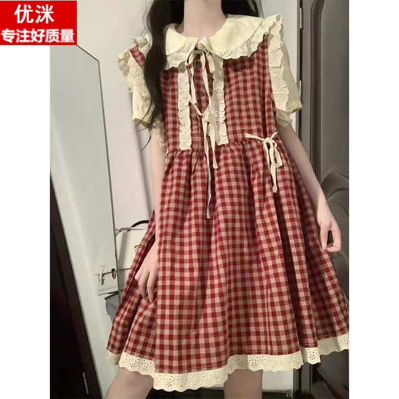 女大童格子连衣裙夏季女孩学院风