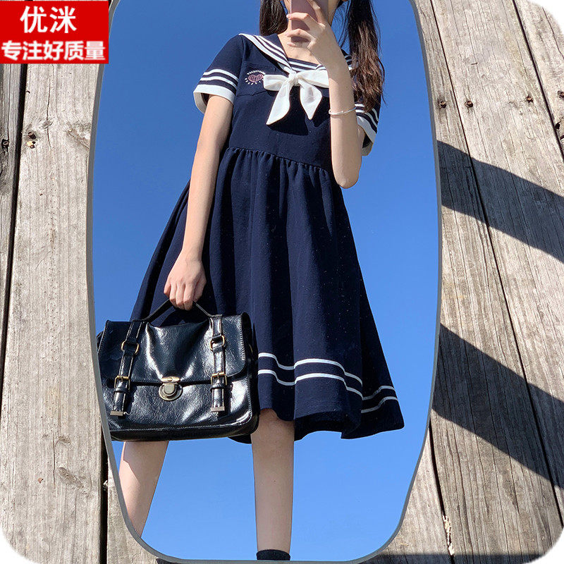 女大童海军领连衣裙12夏季女孩收腰显瘦JK裙子15岁初中学生学院风