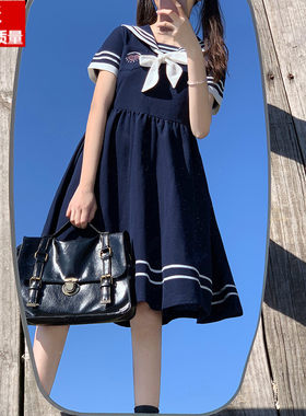 学院风夏季女学生收腰显瘦连衣裙