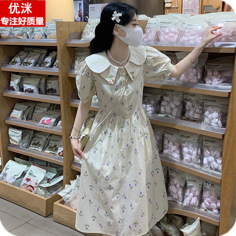 女大童娃娃领连衣裙夏季女孩甜美可爱公主裙子13岁16初中学生洋气