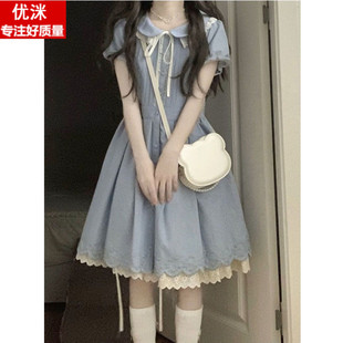 女大童娃娃领连衣裙少女甜美可爱夏装初中生学院风蕾丝花边公主裙