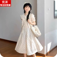 女大童娃娃领碎花裙子夏季初中生女孩可爱日系中长款连衣裙12岁14
