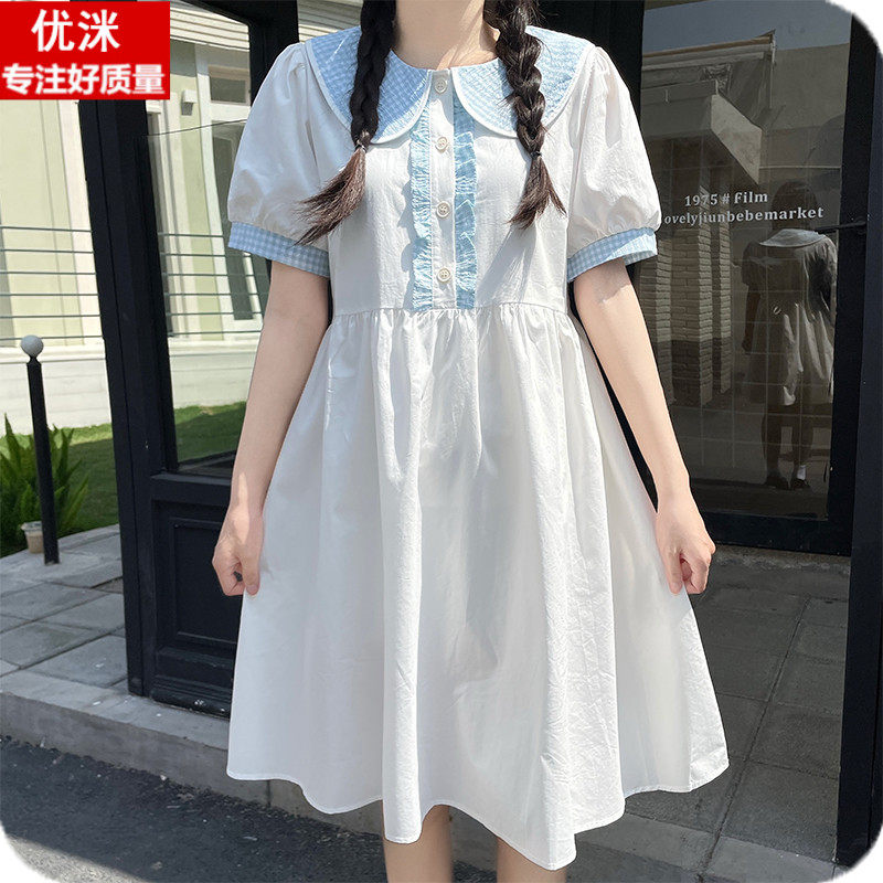 女大童可爱娃娃领连衣裙12岁女孩甜美日系公主裙14岁初中学生洋气