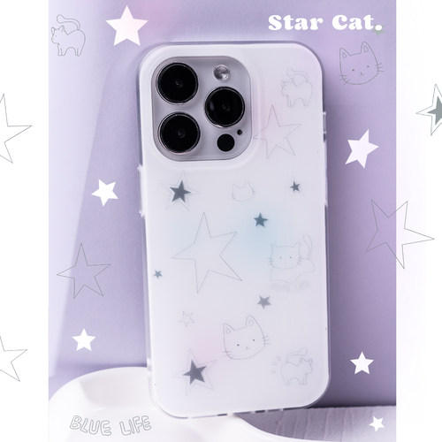 星星猫咪磨砂iPhone17手机壳