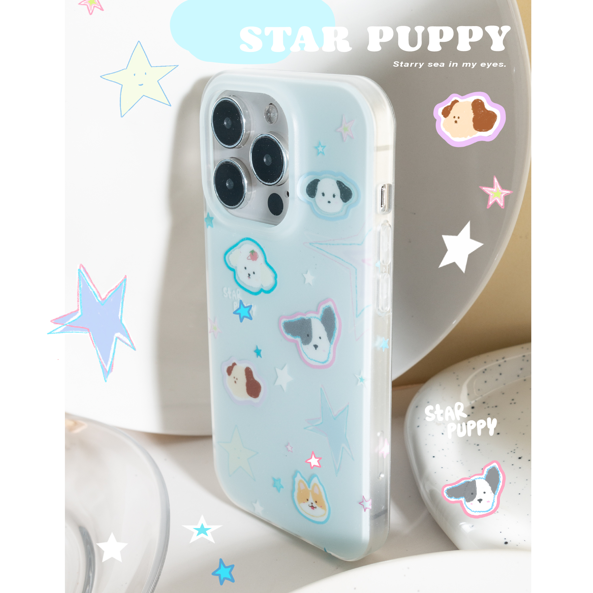 BLUELIFE 双层星星小狗适用iphone15promax 14pro苹果13/12手机壳少女软壳