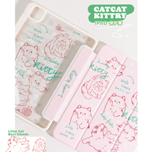 原创涂鸦粉色猫咪ipad壳11寸12.9英寸10.9三折平板壳保护套air5