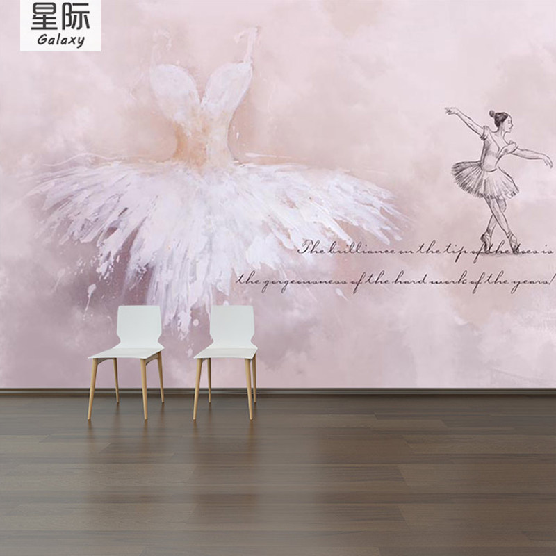 Aesthetic Pink Ballet a juvenile dance Classroom wallpaper Gym Art train mechanism decorate mural wallpaperin the Decoration main material , Wallpaper , Non-woven wallpaper  category - from Buy2taobao.com to provide professional Taobao agent buy service