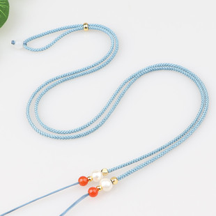 横穿天珠挂绳桶珠西藏饰品手工编织男女玉毛衣链挂脖锁骨项链绳子