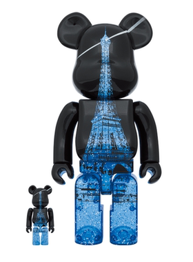 Bearbrick积木熊EIFFEL TOWER埃菲尔铁塔蓝色透明100%+400%|1000%