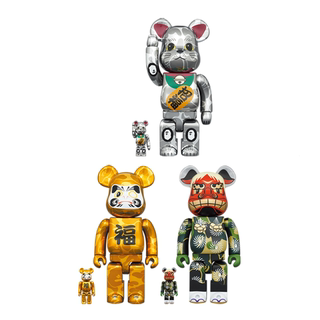 Bearbrick bape新年套装金达摩银招财狮子舞400%100%一套3对1000%