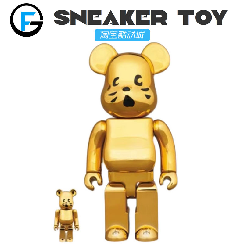 Bearbrick惊讶猫 NYA Gold Plated Ver.100%+400%金色电镀