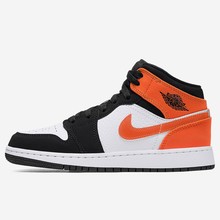 Air Jordan 1 Mid AJ1 扣碎篮板 小黑白橙麂皮 男女鞋 554725-058