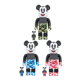 Bearbrick BE@RBRICK BAPE迷彩米奇蓝绿 MICKEY MOUSE 100％+400%