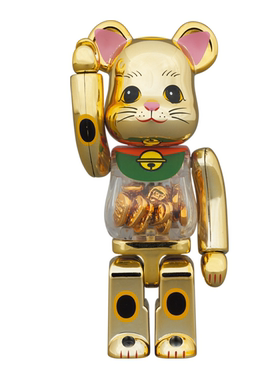 BE@RBRICK Bearbrick  金币招财猫 电镀金 积木熊手办 400%|1000%