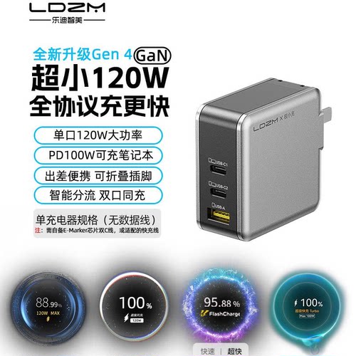 乐迪智美120W全协议氮化镓充电器