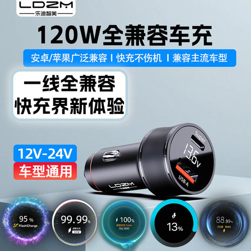 车载充电器适用手机快充点烟器PD