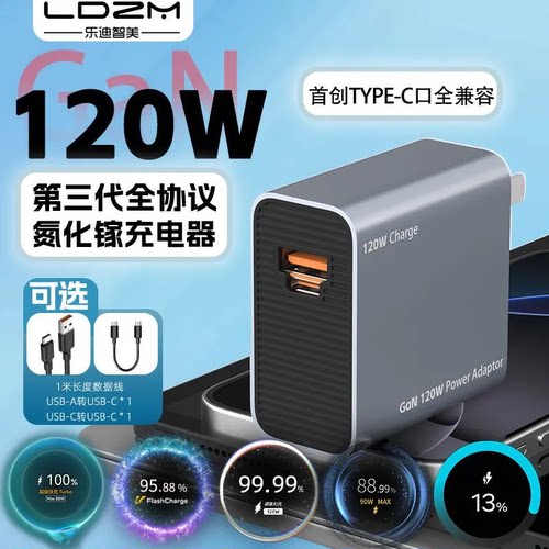 乐迪智美120W氮化镓充电器头快充
