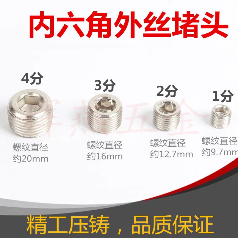 内六角堵头铁镀镍英制螺纹