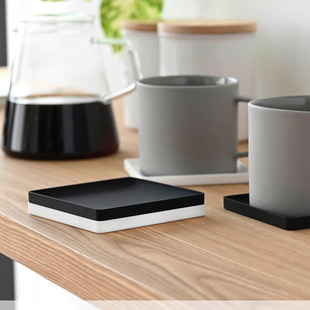 山崎实业Yamazaki日本 Silicone Coaster方圆形黑白硅胶立体杯垫