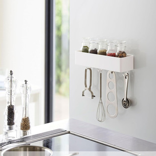 山崎实业Yamazaki日本厨房卫浴家用磁吸珐琅板壁挂式收纳盒带挂钩