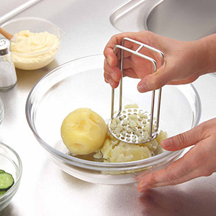 下村企贩日本304不锈钢土豆板栗泥DIY制作小工具捣蒜器捣碎器家用