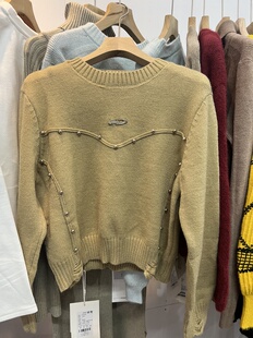 品牌货自留款2025秋冬新款圆领套头毛衣女宽松慵懒风针织衫上衣