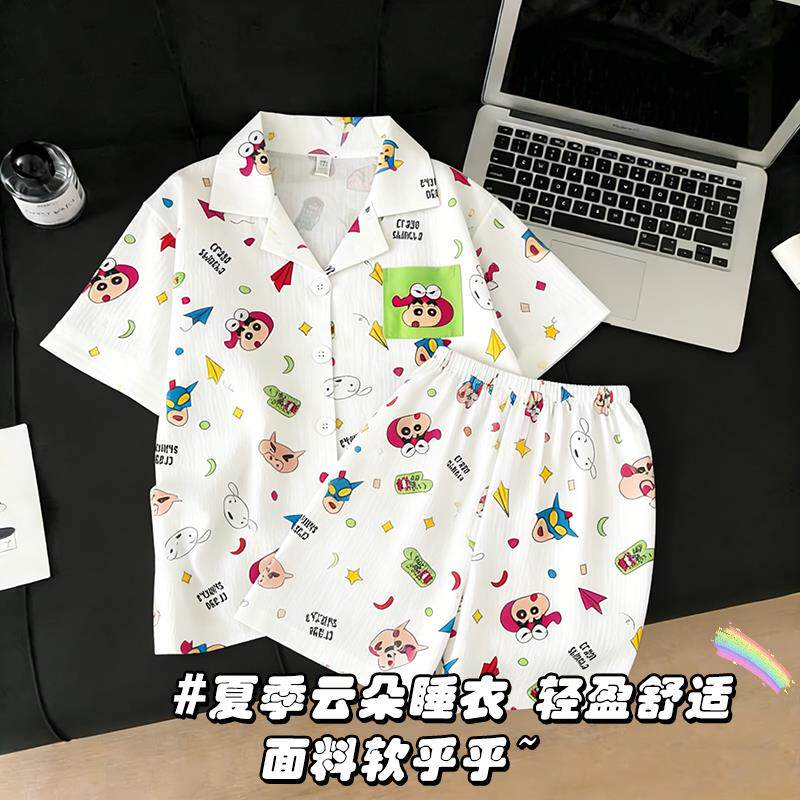 夏季薄款云朵棉短袖学生儿童小狗男孩胖大童十周岁五周岁男童睡衣