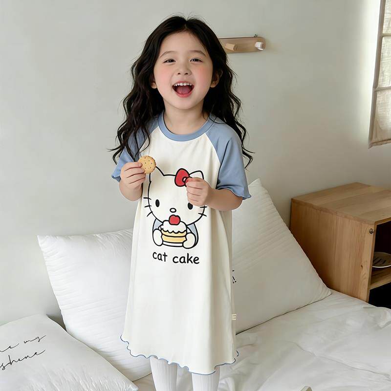 夏季薄款纯棉衣服十五岁春天夏五岁睡衣儿童女孩生日六岁女童睡裙