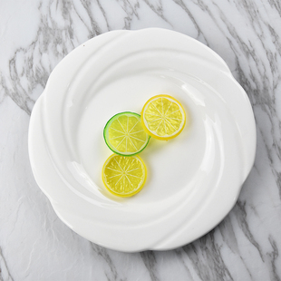 创意陶瓷盘子纯白色浮雕欧式酒店异形盘水浮莲盘酒店碗酒店瓷